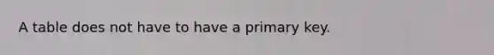 A table does not have to have a primary key.