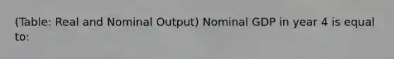 (Table: Real and Nominal Output) Nominal GDP in year 4 is equal to: