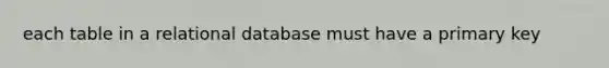 each table in a relational database must have a primary key