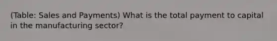 (Table: Sales and Payments) What is the total payment to capital in the manufacturing sector?