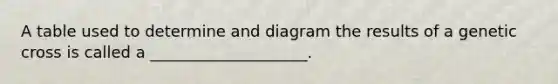 A table used to determine and diagram the results of a genetic cross is called a ____________________.