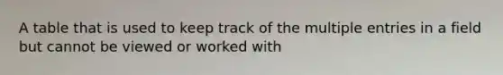 A table that is used to keep track of the multiple entries in a field but cannot be viewed or worked with