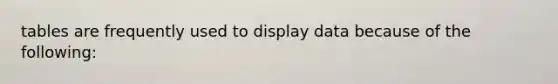 tables are frequently used to display data because of the following: