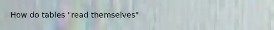 How do tables "read themselves"