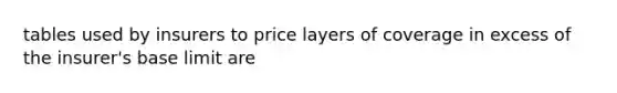 tables used by insurers to price layers of coverage in excess of the insurer's base limit are