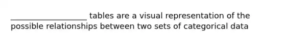 ___________________ tables are a visual representation of the possible relationships between two sets of categorical data