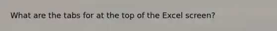 What are the tabs for at the top of the Excel screen?