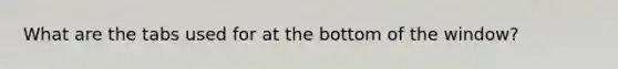 What are the tabs used for at the bottom of the window?