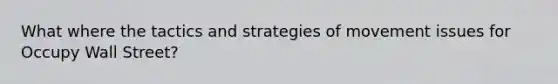 What where the tactics and strategies of movement issues for Occupy Wall Street?