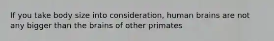 If you take body size into consideration, human brains are not any bigger than the brains of other primates