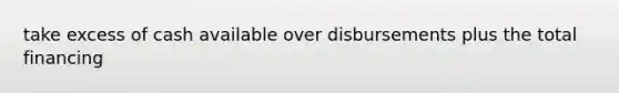 take excess of cash available over disbursements plus the total financing