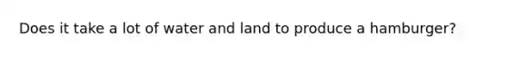 Does it take a lot of water and land to produce a hamburger?