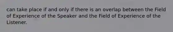 can take place if and only if there is an overlap between the Field of Experience of the Speaker and the Field of Experience of the Listener.