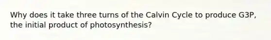 Why does it take three turns of the Calvin Cycle to produce G3P, the initial product of photosynthesis?