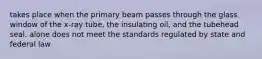 takes place when the primary beam passes through the glass window of the x-ray tube, the insulating oil, and the tubehead seal. alone does not meet the standards regulated by state and federal law