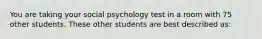 You are taking your social psychology test in a room with 75 other students. These other students are best described as: