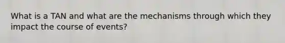 What is a TAN and what are the mechanisms through which they impact the course of events?