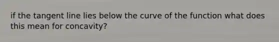 if the tangent line lies below the curve of the function what does this mean for concavity?