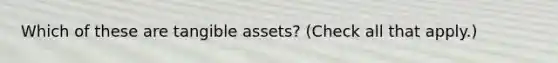 Which of these are tangible assets? (Check all that apply.)