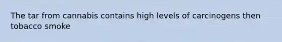 The tar from cannabis contains high levels of carcinogens then tobacco smoke