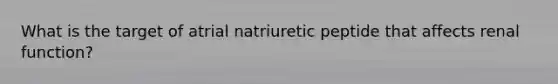 What is the target of atrial natriuretic peptide that affects renal function?