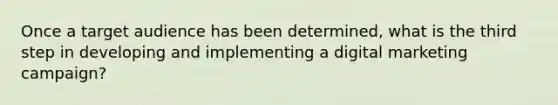 Once a target audience has been determined, what is the third step in developing and implementing a digital marketing campaign?
