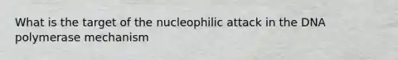 What is the target of the nucleophilic attack in the DNA polymerase mechanism