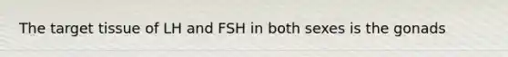 The target tissue of LH and FSH in both sexes is the gonads