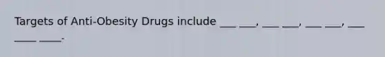 Targets of Anti-Obesity Drugs include ___ ___, ___ ___, ___ ___, ___ ____ ____.