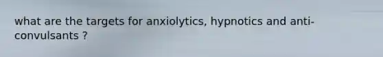 what are the targets for anxiolytics, hypnotics and anti-convulsants ?