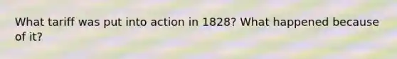 What tariff was put into action in 1828? What happened because of it?