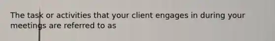 The task or activities that your client engages in during your meetings are referred to as