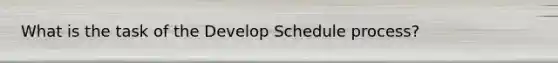 What is the task of the Develop Schedule process?