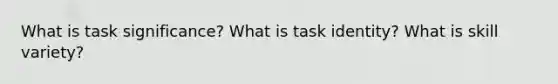 What is task significance? What is task identity? What is skill variety?