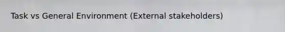 Task vs General Environment (External stakeholders)