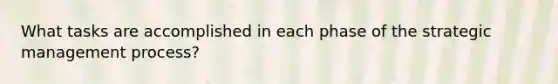 What tasks are accomplished in each phase of the strategic management process?