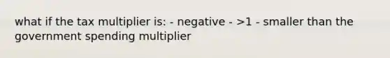 what if the tax multiplier is: - negative - >1 - smaller than the government spending multiplier