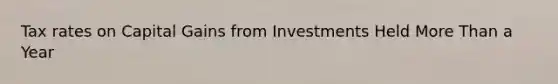 Tax rates on Capital Gains from Investments Held More Than a Year