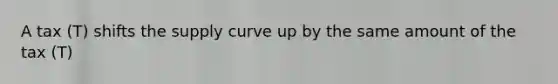 A tax (T) shifts the supply curve up by the same amount of the tax (T)