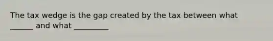 The tax wedge is the gap created by the tax between what ______ and what _________