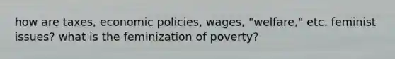 how are taxes, economic policies, wages, "welfare," etc. feminist issues? what is the feminization of poverty?