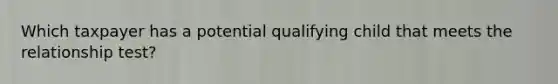 Which taxpayer has a potential qualifying child that meets the relationship test?