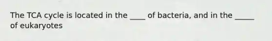 The TCA cycle is located in the ____ of bacteria, and in the _____ of eukaryotes