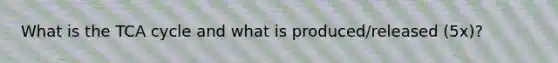 What is the TCA cycle and what is produced/released (5x)?
