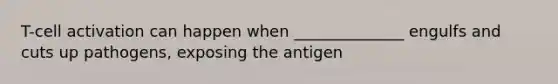 T-cell activation can happen when ______________ engulfs and cuts up pathogens, exposing the antigen