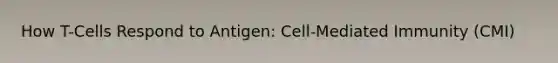 How T-Cells Respond to Antigen: Cell-Mediated Immunity (CMI)