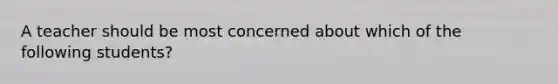 A teacher should be most concerned about which of the following students?