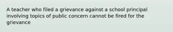 A teacher who filed a grievance against a school principal involving topics of public concern cannot be fired for the grievance