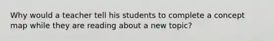 Why would a teacher tell his students to complete a concept map while they are reading about a new topic?