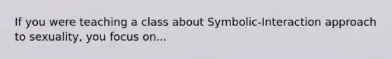 If you were teaching a class about Symbolic-Interaction approach to sexuality, you focus on...